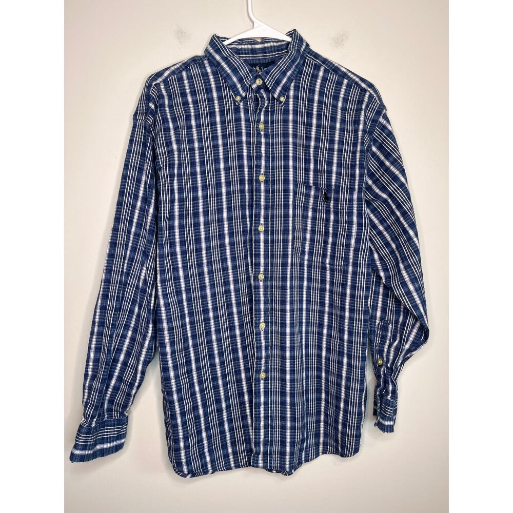 Ralph Lauren Blue Blake Plaid Tartan Country Old Money Prep Oxford Shirt XL
